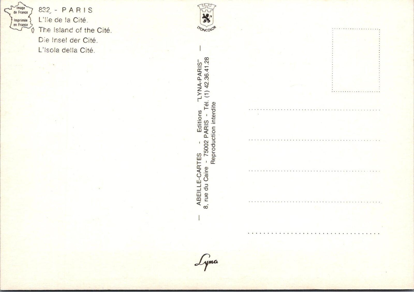 France Postcard: Paris L Ile De La Cite Island River Seine 1980s Chrome XT3266