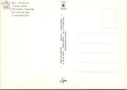 France Postcard: Paris L Ile De La Cite Island River Seine 1980s Chrome XT3266