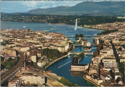 Switzerland Postcard: Geneve Vue Aerienne Lake Geneva City View 1960s  XT3268
