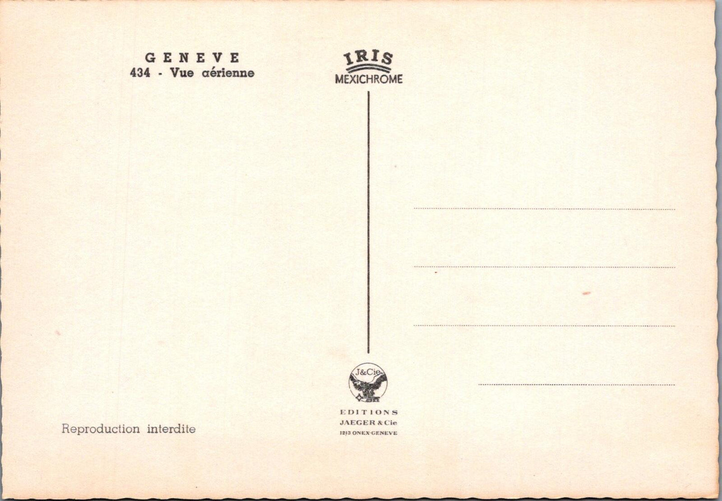 Switzerland Postcard: Geneve Vue Aerienne Lake Geneva City View 1960s  XT3268