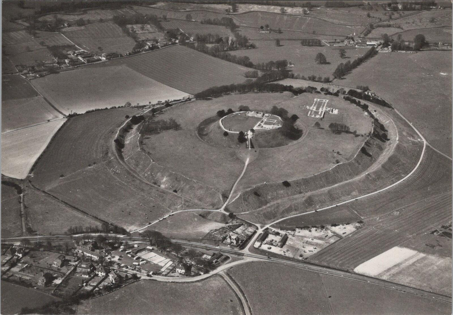 Wiltshire Postcard: Old Sarum Hill Fort Salisbury Air View 1960s Chrome XT3269