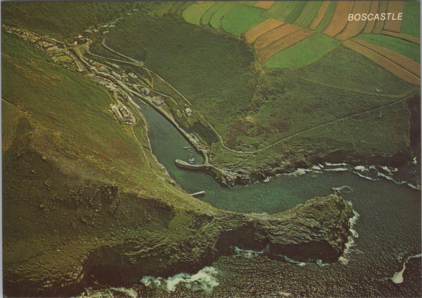 Cornwall Postcard: Boscastle Harbour Natural Inlet Air View 1970s XT3281