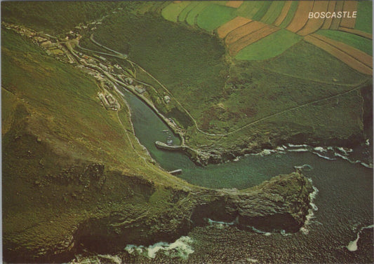 Cornwall Postcard: Boscastle Harbour Natural Inlet Air View 1970s XT3281