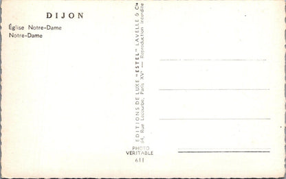 France Postcard: Dijon Eglise Notre Dame Church Architecture 1950s RPPC XT3096