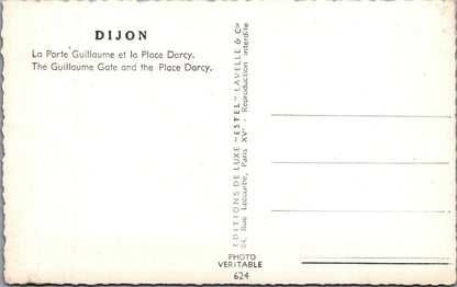 France Postcard: Dijon Porte Guillaume Triumphal Arch Place Darcy 1950s XT3097