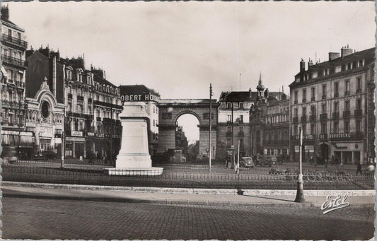France Postcard: Dijon Place Darcy Porte Guillaume Statue Rude 1950s RPPC XT3099