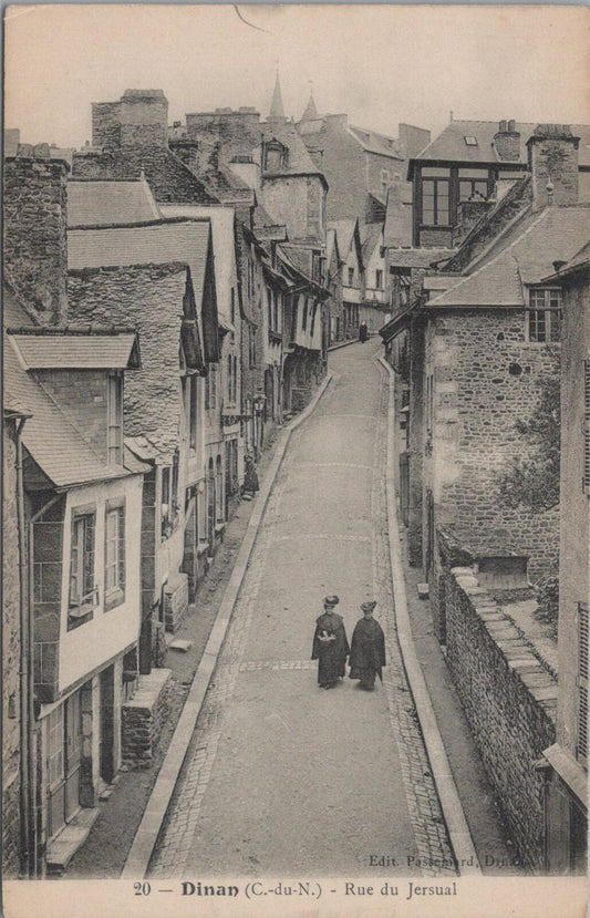 France Postcard: Dinan Rue du Jersual Street Architecture 1911 XT3102