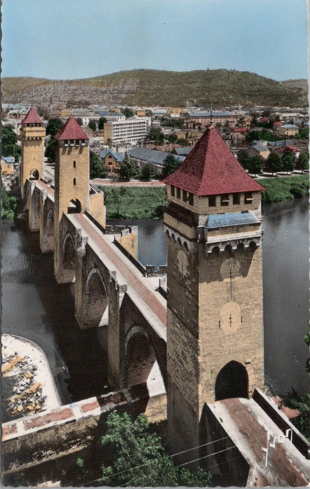 France Postcard: Cahors Pont Valentre Fortified Bridge Lot 1950s Chrome XT3108