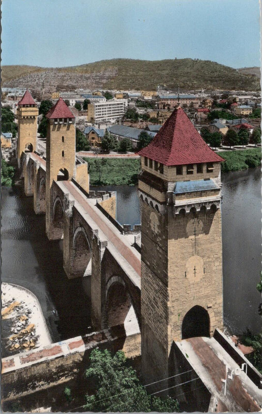France Postcard: Cahors Pont Valentre Fortified Bridge Lot 1950s Chrome XT3108