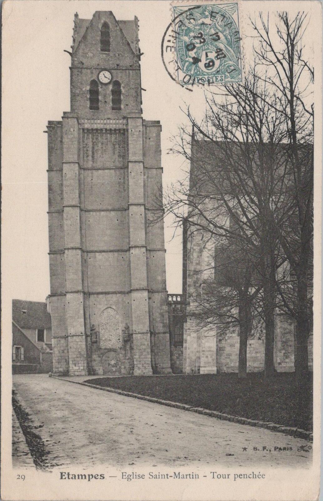France Postcard: Etampes Eglise Saint Martin Tour Penchee Leaning 1904  XT3113