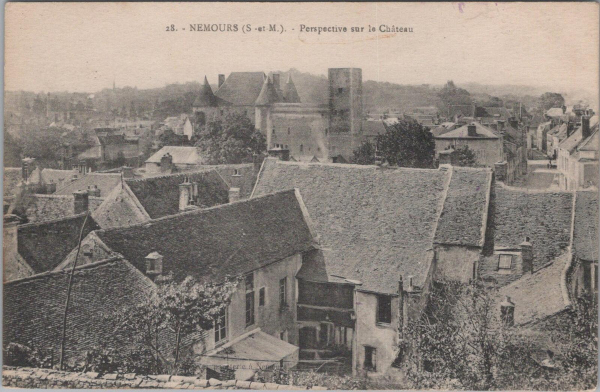 France Postcard: Nemours Perspective sur le Chateau Town Rooftops 1939  XT3117