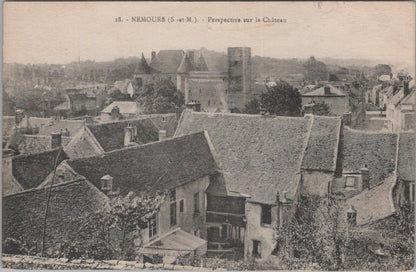 France Postcard: Nemours Perspective sur le Chateau Town Rooftops 1939  XT3117
