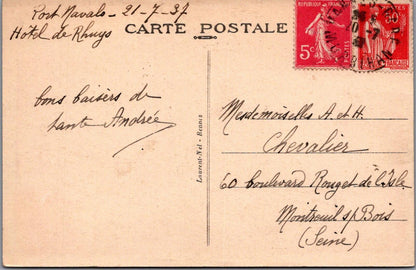France Postcard: Port Navalo Plage de Port Blanc Beach Cabins 1937 XT3124