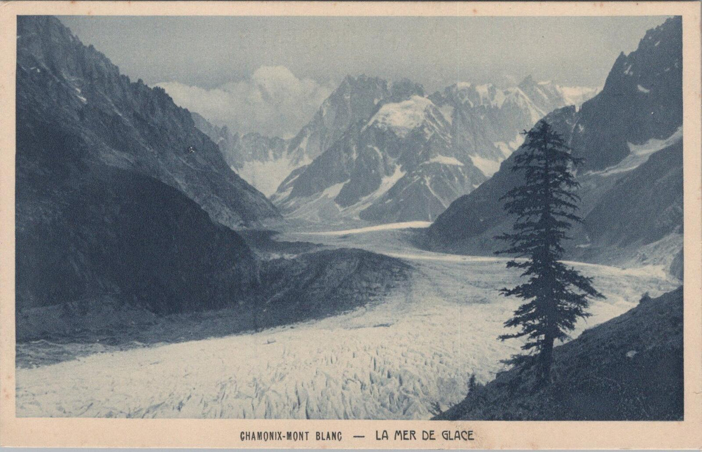 France Postcard: Chamonix Mont Blanc La Mer de Glace Glacier 1930s XT3127