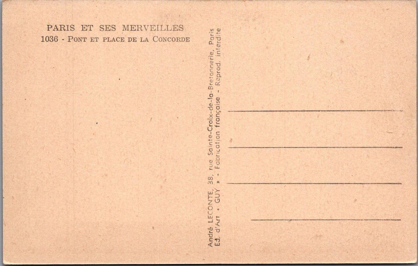 France Postcard: Paris Pont et Place de la Concorde Seine River  XT3341