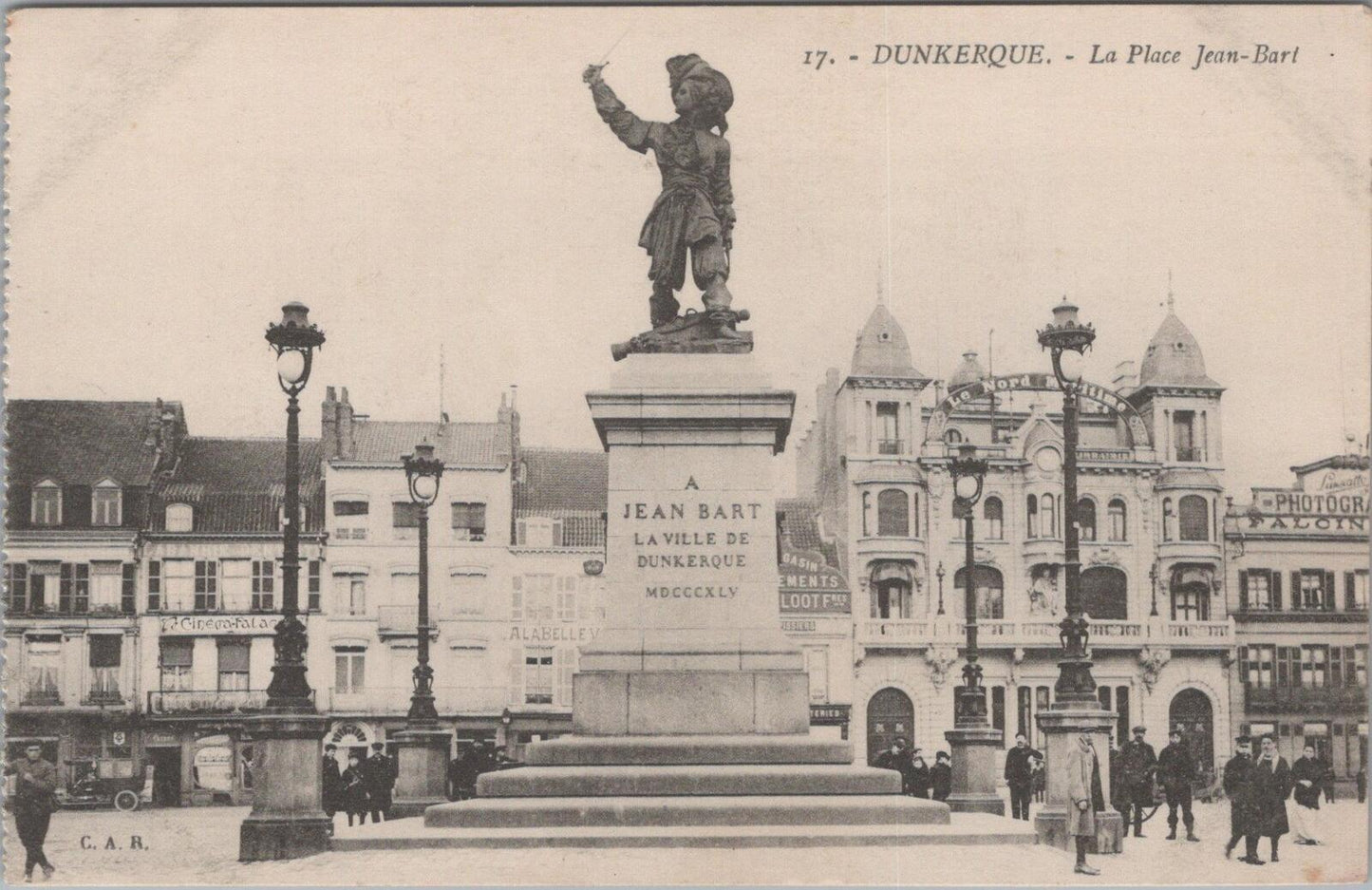 France Postcard: Dunkerque la Place Jean-Bart Statue Square Town Scene  XT3345