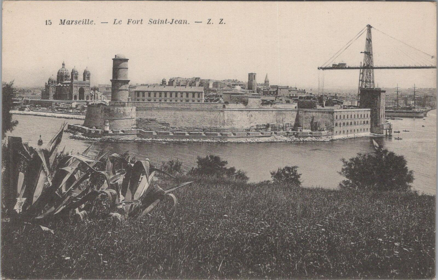 France Postcard:Marseille Le Fort Saint-Jean Cathedral Transporter Bridge XT3355