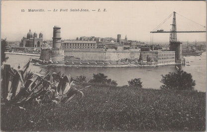 France Postcard:Marseille Le Fort Saint-Jean Cathedral Transporter Bridge XT3355