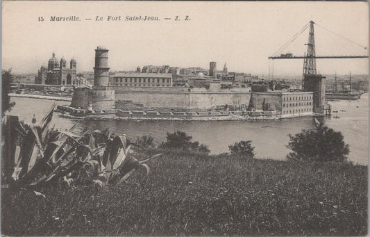 France Postcard:Marseille Le Fort Saint-Jean Cathedral Transporter Bridge XT3355