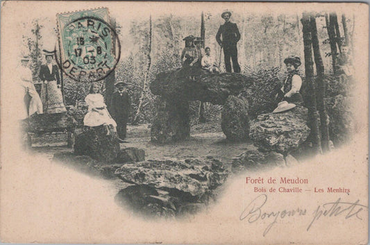 France Postcard: Foret Meudon Bois Chaville Les Menhirs People Stone XT3357