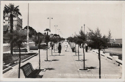 France Postcard: Arcachon Nouveau Boulevard Promenade Palm Trees XT3359