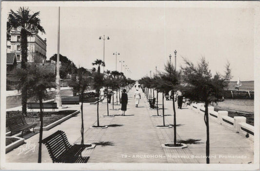 France Postcard: Arcachon Nouveau Boulevard Promenade Palm Trees XT3359