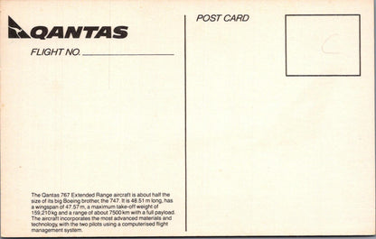 Aviation Postcard: Qantas Boeing 767 Extended Range Jet Plane In-Flight XT3375