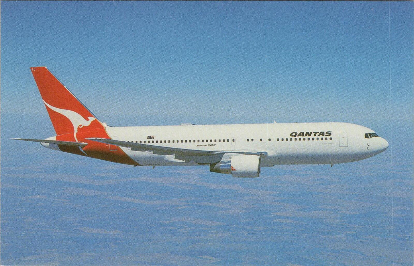 Australia Postcard: Qantas Boeing 767 Extended Range Jet Plane In-Flight XT3376