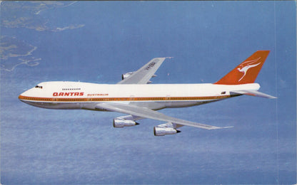 Australia Postcard: Qantas Boeing 747B Jumbo Jet Plane In-Flight  XT3378