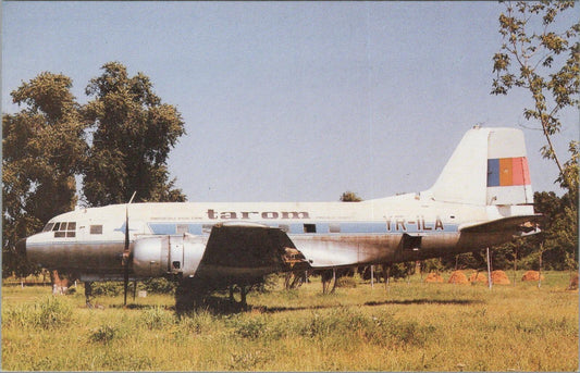 Romania Postcard: TAROM Ilyushin IL-14P Airplane YR-ILA Bucharest 1979 XT3379