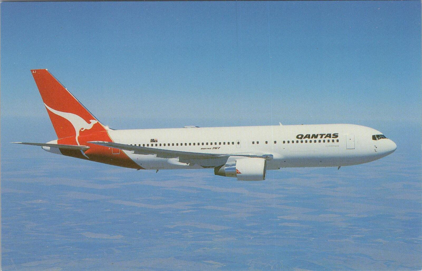 Australia Postcard: Qantas Boeing 767 Extended Range Jet Plane In-Flight XT3380