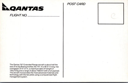 Australia Postcard: Qantas Boeing 767 Extended Range Jet Plane In-Flight XT3380