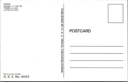 Romania Postcard: TAROM RomBac 1-11-561 RC Airplane YR-BRD Praha 1990 XT3381