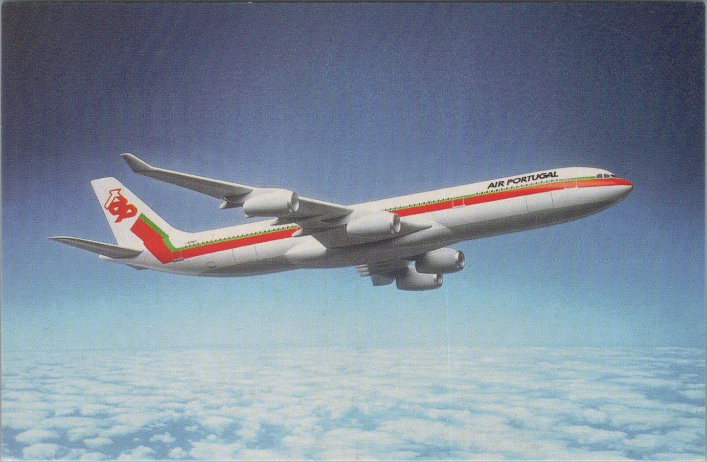 Aviation Postcard:TAP Air Portugal Airbus A340 Jet Plane In-Flight Clouds XT3382