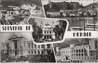 Monaco Postcard: Souvenir de Monaco Multi-View Casino Palace Port RPPC XT3387