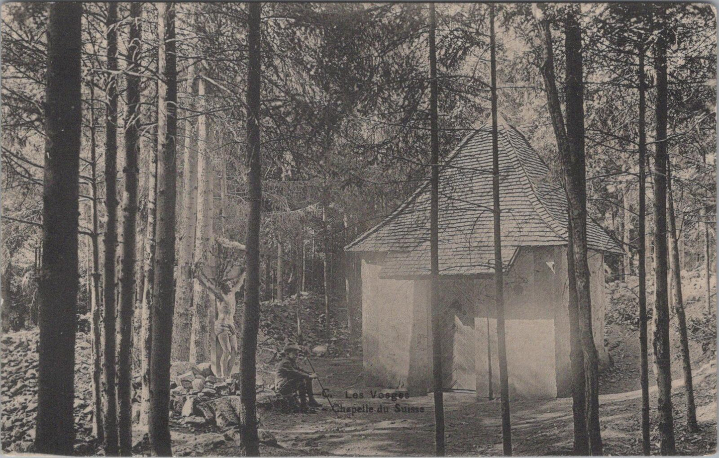 France Postcard: Les Vosges Chapelle du Suisse Woodland Clearing Calvaire XT3391