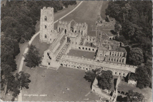 Yorkshire Postcard - Aerial View of Fountains Abbey  RR23225