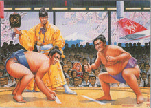 Load image into Gallery viewer, Sports Postcard - Sumo Wrestling, Japan, Artist Paul Simmons  RR23245
