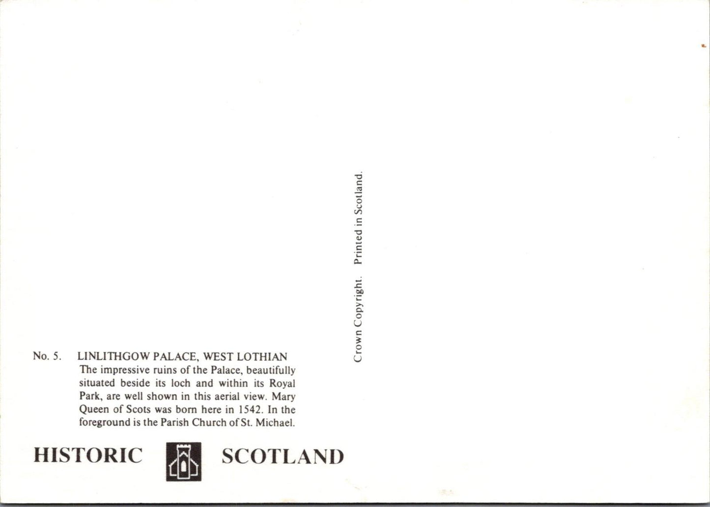 Scotland Postcard - Aerial View of Linlithgow Palace, West Lothian  RR23274