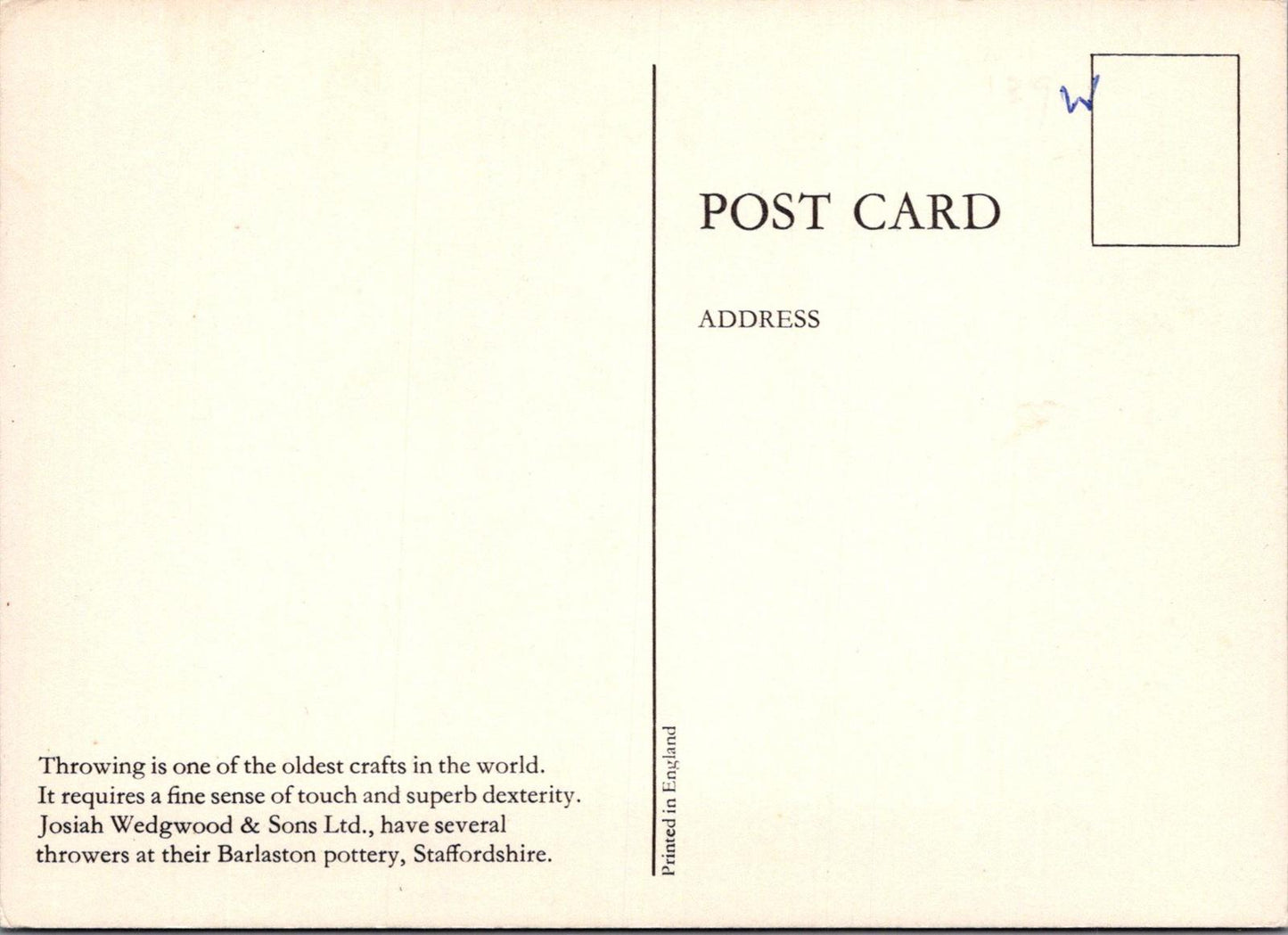 Industrial Postcard - Josiah Wedgwood & Sons, Barlaston Pottery, Staffs RR23278