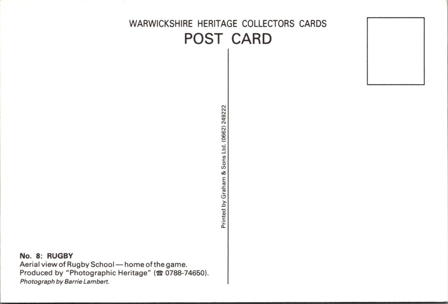 Warwickshire Postcard - Aerial View of Rugby School   RR23309