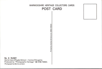 Warwickshire Postcard - Aerial View of Rugby School   RR23309