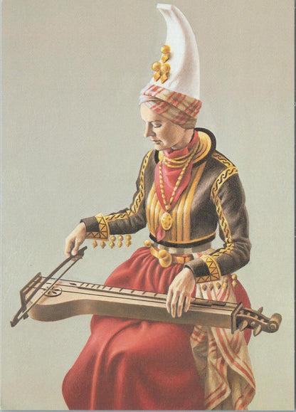 Iceland Postcard: Traditional Icelandic Woman Playing a Langspil Zither XT2205