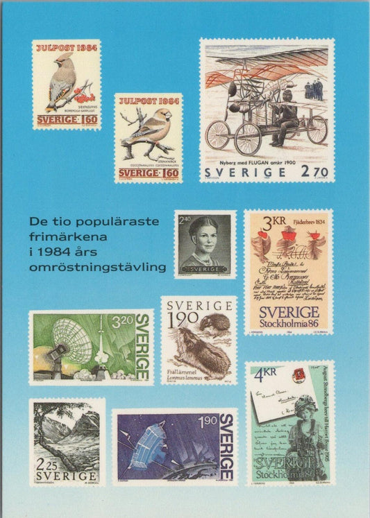 Sweden Postcard: Ten Most Popular Swedish Stamps 1984 Voting Competition XT2206