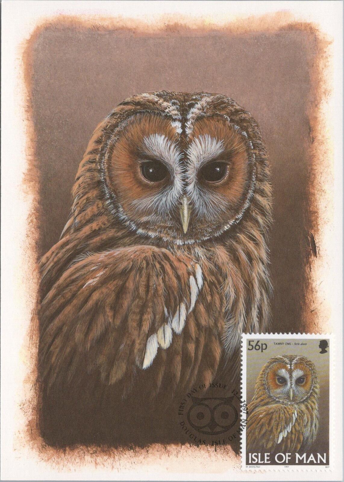 Isle of Man Postcard: Tawny Owl Stamp Design by Dr. Jeremy Paul XT2224