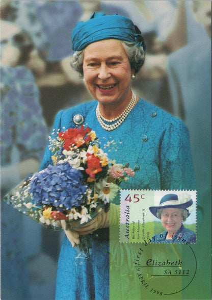 Australia Postcard: Queen Elizabeth II with Bouquet 1998 Birthday Stamp XT2226