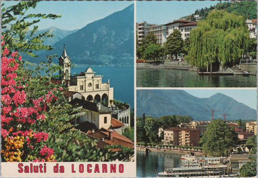 Switzerland Postcard: Locarno Lake Maggiore Madonna del Sasso Multi-View XT2249