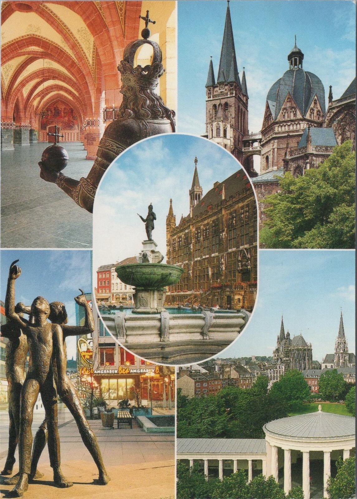 Germany Postcard: Bad Aachen Multi-View Cathedral City Hall   XT2250