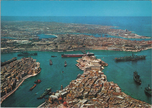 Malta Postcard: The Grand Harbour Valletta Aerial View  XT2256