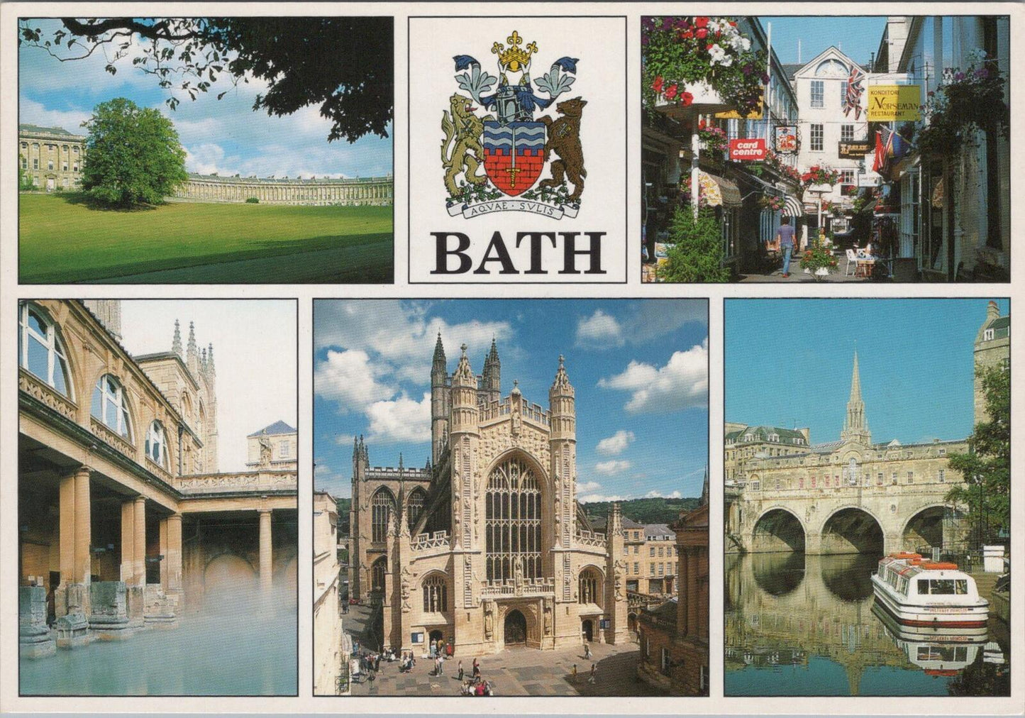 Somerset Postcard: Bath City Multi-View Royal Crescent Roman Baths Abbey XT2278